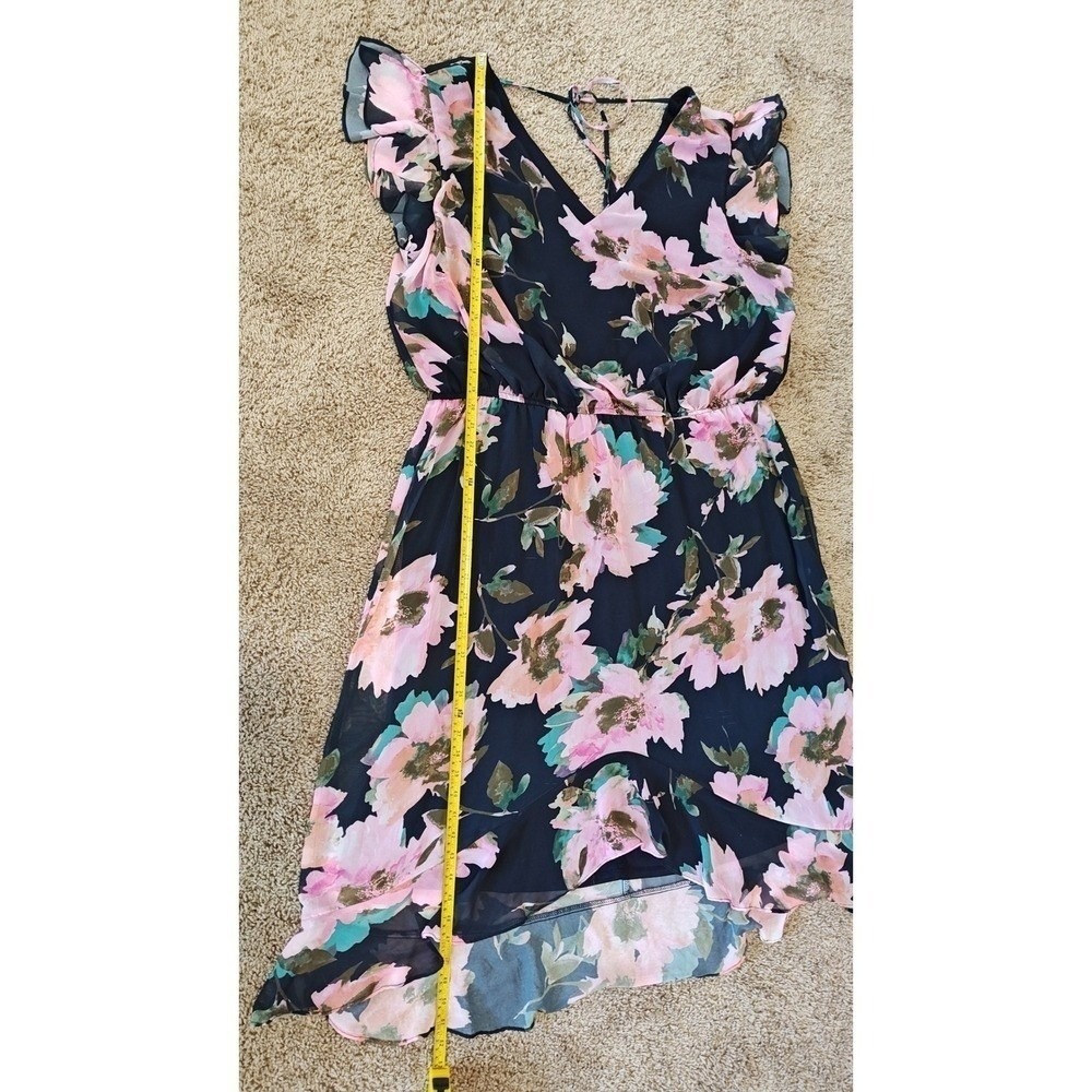 Emma & Michele Floral Chiffon High Low Dress 3X Navy Pink Used‎ Cottagecore - Picture 12 of 16